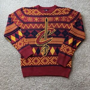 Cleveland Cavaliers Sweater Mens Small Red NBA Basketball UNK Christmas Holiday